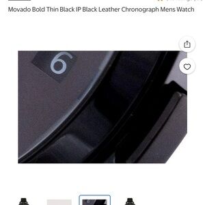 Movado Bold Thin Black IP Black Leather Chronograph Mens Watch